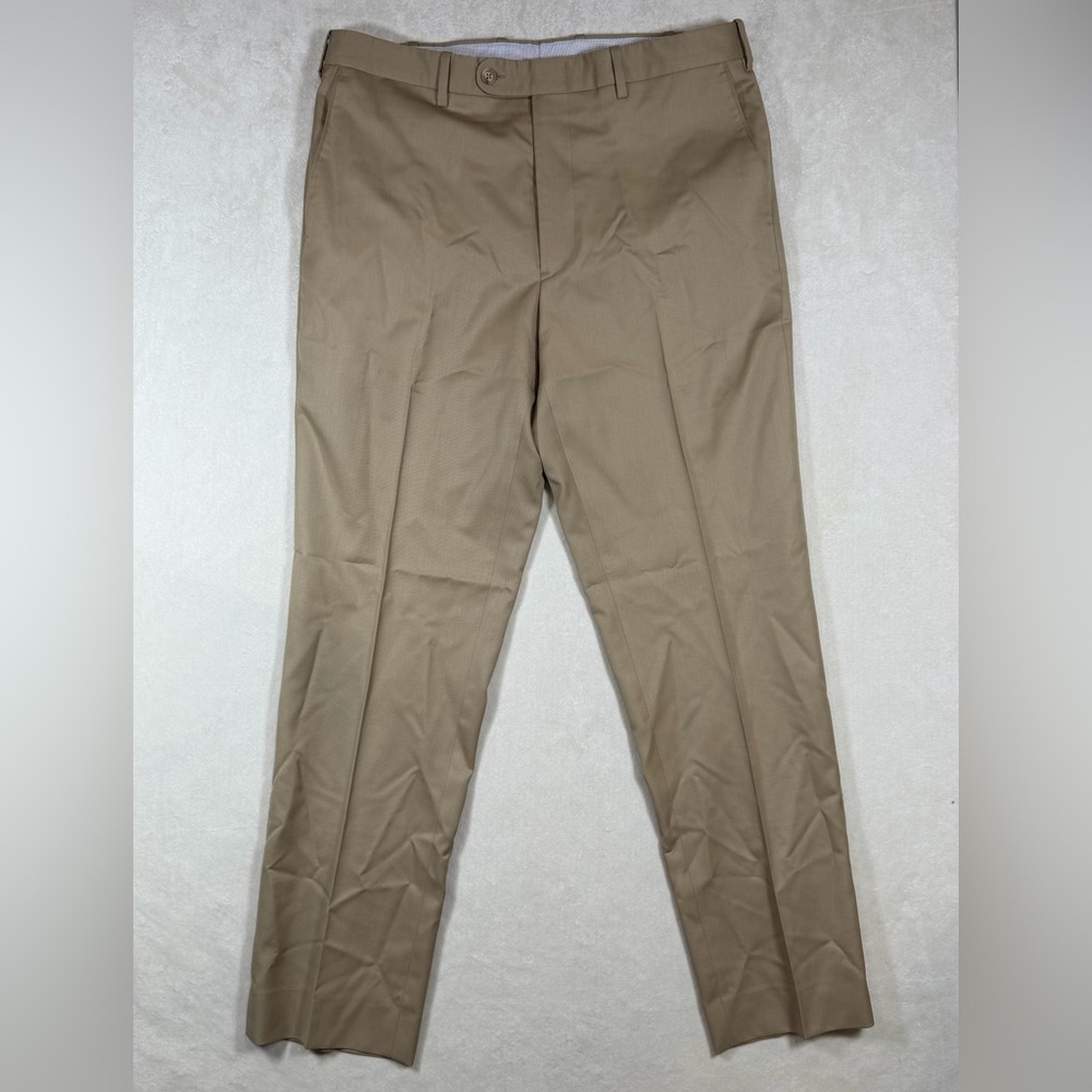Jb Britches 100% Wool Made in Italy Size 34W 31L Classic Khaki Chinos Pants